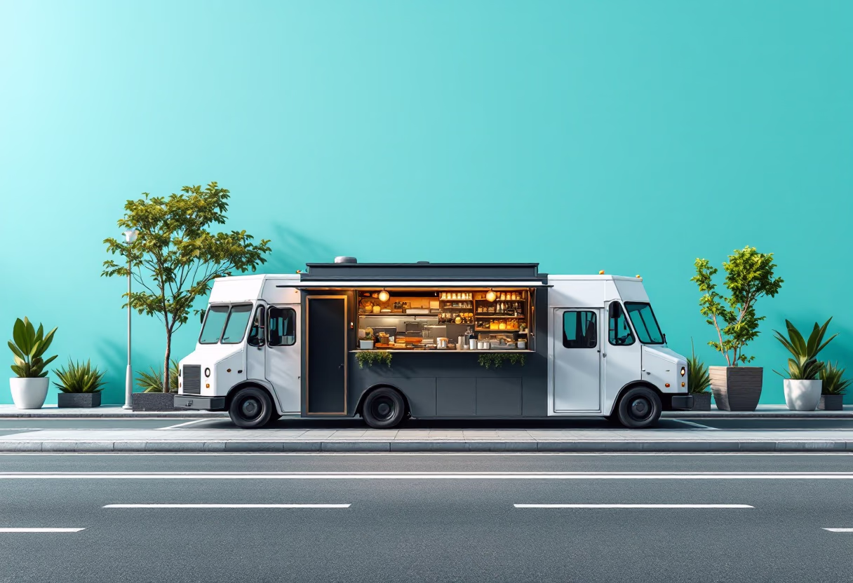 [background image] image of bustling food truck scene